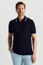 Merserize Pamuk Fermuar Yaka Lacivert Triko Polo