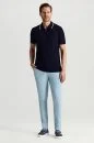 Merserize Pamuk Fermuar Yaka Lacivert Triko Polo