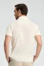 Merserize Pamuk Krem Rengi Polo Yaka T-Shirt