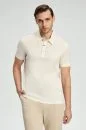 Merserize Pamuk Krem Rengi Polo Yaka T-Shirt
