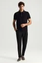 Merserize Pamuk Siyah Polo Yaka T-Shirt
