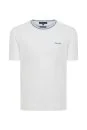 Nakış Logolu Yaka Detaylı Beyaz Triko T-Shirt - Thumbnail