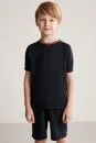 Nakış Logolu Yaka Detaylı Lacivert Triko Çocuk T-Shirt - Thumbnail