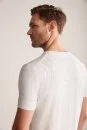 Örgü Desen Beyaz Bisiklet Yaka Triko T-Shirt - Thumbnail