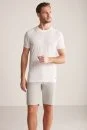 Örgü Desen Beyaz Bisiklet Yaka Triko T-Shirt - Thumbnail