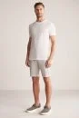 Örgü Desen Beyaz Bisiklet Yaka Triko T-Shirt - Thumbnail