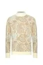 Paisley Desen Extrafine Merino Lupetto Yaka Ekru Triko - Thumbnail