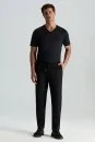 Pamuk Karışım Relax Fit Jogger Siyah Chino Pantolon - Thumbnail