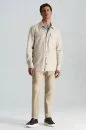 Pamuk Tencel Kumaş Metal Düğmeli Açık Bej Ceket Gömlek - Thumbnail