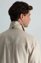 Pamuk Tencel Kumaş Metal Düğmeli Açık Bej Ceket Gömlek - Thumbnail