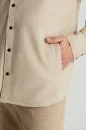 Pamuk Tencel Kumaş Metal Düğmeli Açık Bej Ceket Gömlek