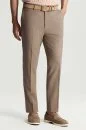 Pamuk Yün Karışım Kahverengi Chino Pantolon
