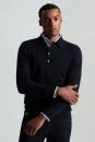 Extrafine Merino Polo Yaka Lacivert Triko - Thumbnail