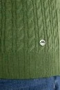 Saç Örgü Desenli Lambswool Yeşil Kazak - Thumbnail