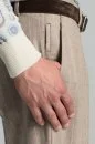 Saf Kaşmir Bej Chino Flanel Pantolon - Thumbnail