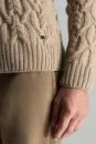 Saf Kaşmir Lupetto Yaka Saç Örgü Desenli Camel Kazak - Thumbnail