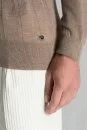 Saf Kaşmir Polo Yaka Şerit Desenli Tütün Rengi Triko - Thumbnail