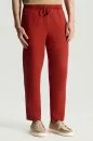 Saf Keten Bağcıklı Koyu Kırmızı Pantolon