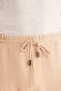 Saf Keten Bağcıklı Kum Rengi Pantolon - Thumbnail