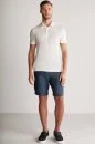 Saf Keten Beyaz Polo Yaka T-Shirt