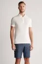 Saf Keten Beyaz Polo Yaka T-Shirt