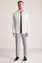 Saf Keten Kırık Beyaz Dış Giyim Gömlek - Thumbnail