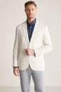 Saf Keten Kırık Beyaz Yazlık Blazer Ceket - Thumbnail