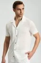 Saf Keten Kısa Kollu Beyaz Gömlek