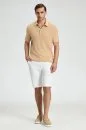 Saf Keten Kum Rengi Polo Yaka T-Shirt