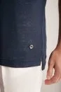 Saf Keten Lacivert Polo Yaka T-Shirt - Thumbnail
