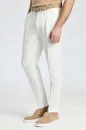 Saf Keten Beyaz Pileli Pantolon