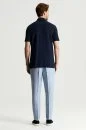 Saf Keten Lacivert Polo Yaka T-Shirt