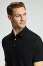 Saf Keten Siyah Polo Yaka T-Shirt