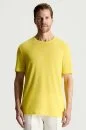 Saf Keten Sarı Bisiklet Yaka T-Shirt