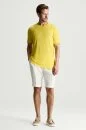 Saf Keten Sarı Bisiklet Yaka T-Shirt