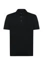 Saf Keten Siyah Polo Yaka T-Shirt - Thumbnail