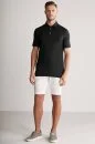 Saf Keten Siyah Polo Yaka T-Shirt
