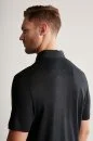 Saf Keten Siyah Polo Yaka T-Shirt