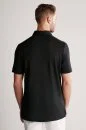 Saf Keten Siyah Polo Yaka T-Shirt