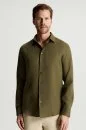 Haki Saf Keten Spor Gömlek