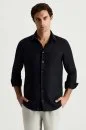 Siyah Saf Keten Spor Gömlek
