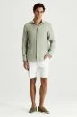 Yeşil Saf Keten Spor Gömlek