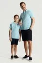 Saf Pamuk Açık Mavi Polo Yaka Çocuk T-Shirt