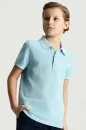 Saf Pamuk Açık Mavi Polo Yaka Çocuk T-Shirt