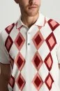 Saf Pamuk Argyle Desen Beyaz-Bordo Triko Polo