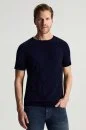 Saf Pamuk Argyle Örme Desen Bisiklet Yaka Lacivert Triko T-Shirt