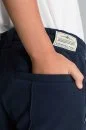 Saf Pamuk Beli Lastikli Lacivert Jogger Çocuk Pantolon - Thumbnail
