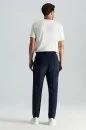 Saf Pamuk Beli Lastikli Lacivert Jogger Pantolon - Thumbnail