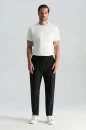 Saf Pamuk Beli Lastikli Siyah Jogger Pantolon - Thumbnail