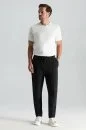Saf Pamuk Beli Lastikli Siyah Jogger Pantolon - Thumbnail